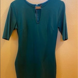 Peep hole jade green dress